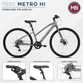 700c METRO H1 | Hybrid Comfort Bike for Women Ages 14+