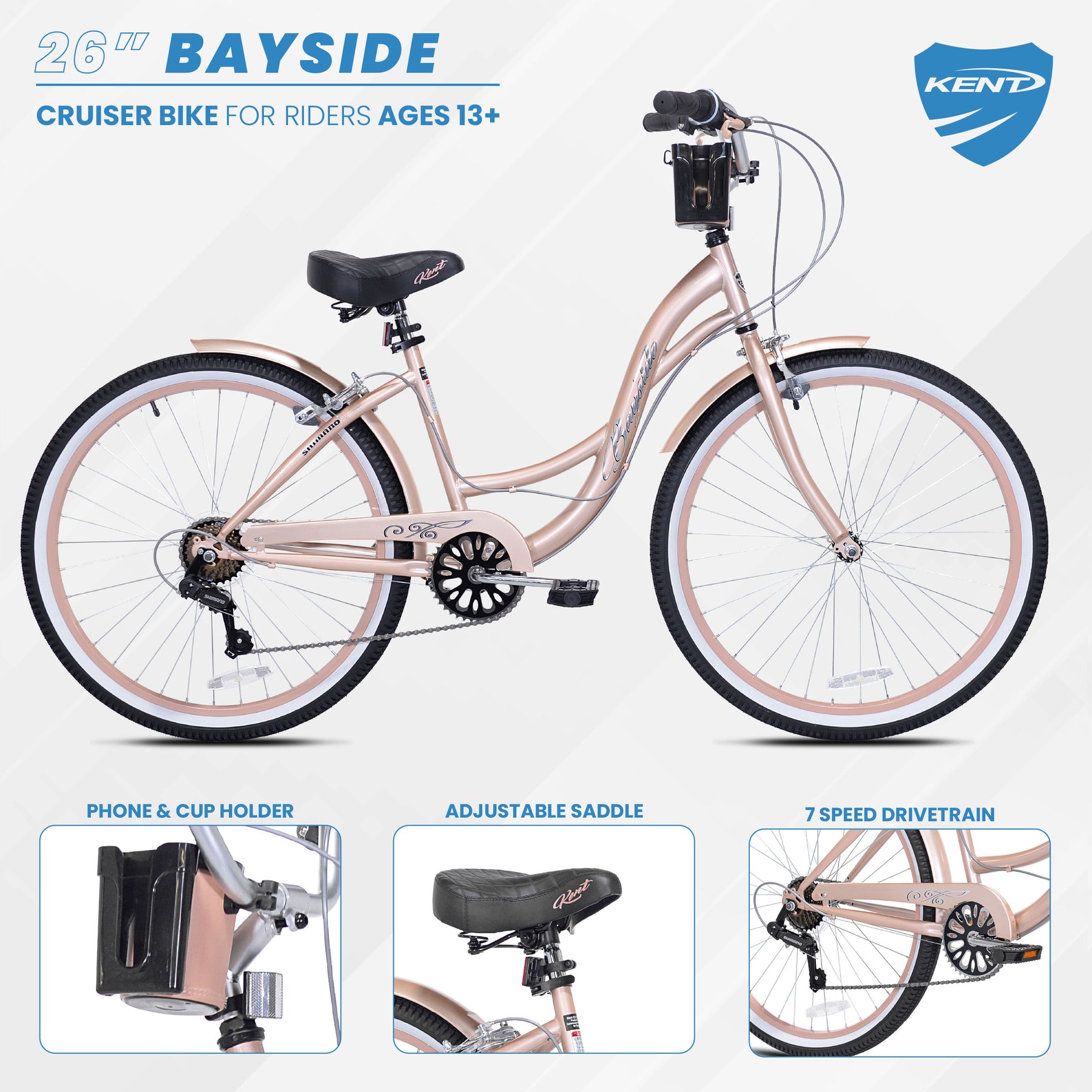26" Kent Bayside | Cruiser Bike for Women Ages 13+
